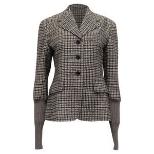 Chloé Plaid Single-Breasted Blazer with Pockets in Grey Wool